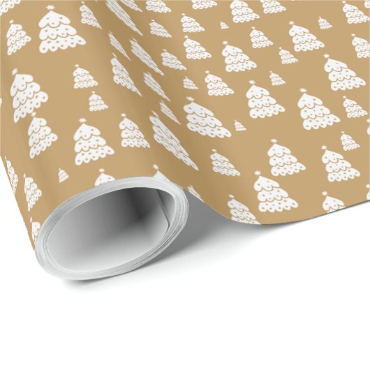Kleine witte kerstbomen cadeaupapier (Rol Hoek)