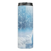 Kleine witte kitten in de sneeuw thermosbeker (Achterkant)