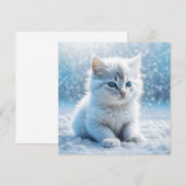 Kleine witte kitten in sneeuw kerst (Voorkant / Achterkant)