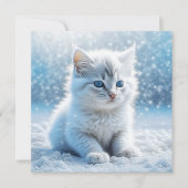 Kleine witte kitten in sneeuw kerst (Voorkant)
