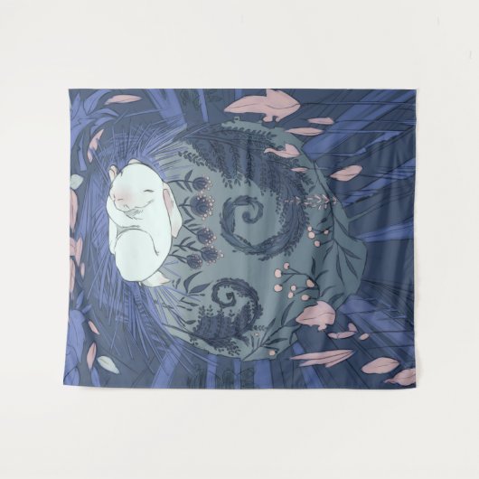 Kleine Witte Konijn Slapend Wandkleed (Voorkant (horizontaal))