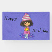 Kleine witte laarzen bloemen op Paars Spandoek (Horizontaal)