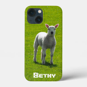 Kleine witte Lamb en jouw naam Case-Mate iPhone Case