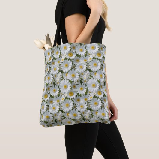 Kleine Witte Madeliefjes Tote Bag (Dichtbij)