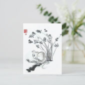 Kleine witte muis briefkaart (Staand voorkant)