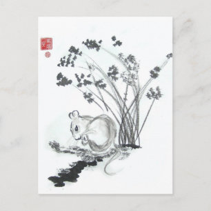 Kleine witte muis briefkaart