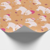 Kleine witte olifantenfeestdag cadeaupapier (Hoek)