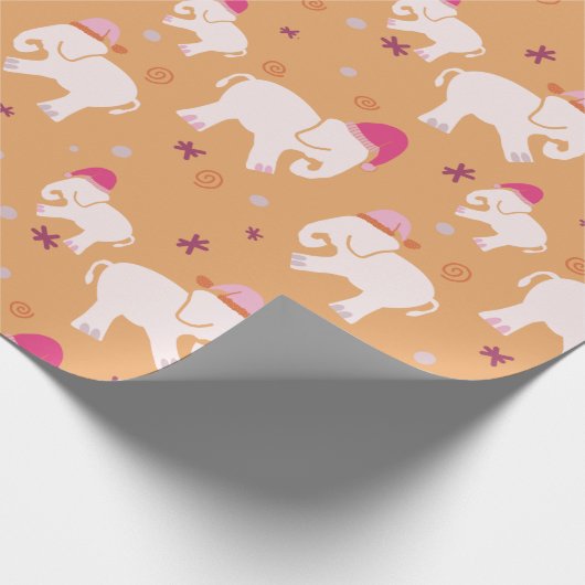 Kleine witte olifantenfeestdag cadeaupapier (Hoek)