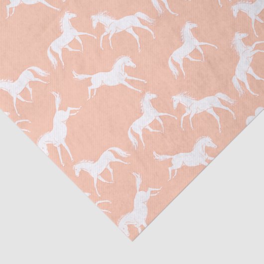 Kleine witte paarden op perkamentpakpapier tissuepapier (Detail)