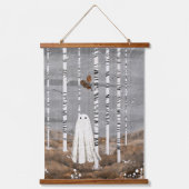 Kleine witte paddenstoelen hangend wandkleed (Voorkant)