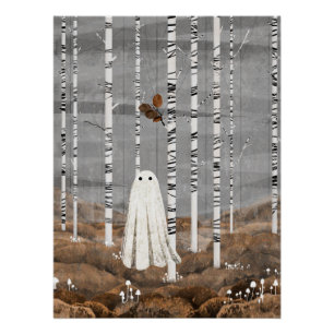 Kleine witte paddenstoelen perfect poster