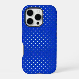 Kleine witte polka stippen op Cobalt Blauwe telefo iPhone 16 Pro Hoesje