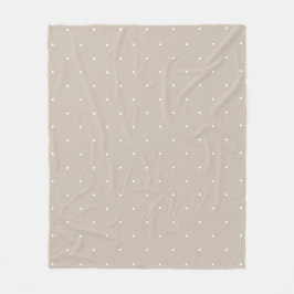 Kleine witte polka stippen op koele beige of greig fleece deken
