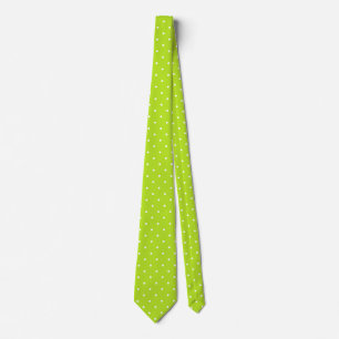 Kleine witte polka stippen op neon limoengroene st stropdas
