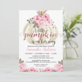 Kleine Witte Pompoen Roze Bloem Baby Shower Kaart (Staand voorkant)