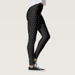 Kleine witte poolpunten op aangepaste kleur leggings<br><div class="desc">Witte poka-punten op zwart,  (bewerkbare achtergrondkleur)</div>