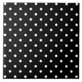 Kleine witte poolpunts zwarte achtergrond tegeltje (Voorkant)