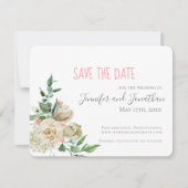 Kleine witte roze sparen de DatumWeddenschap (Voorkant)