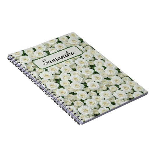 Kleine witte rozen gepersonaliseerd notitieboek (Rechterzijde)