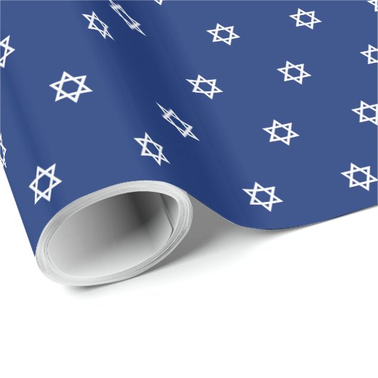 Kleine witte ster van David Navy Blue Cadeaupapier (Rol Hoek)