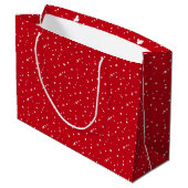 Kleine Witte Sterren op Rode Kerst Groot Cadeauzakje (Achterkant Gekanteld)