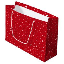 Kleine Witte Sterren op Rode Kerst Groot Cadeauzakje