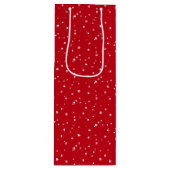 Kleine Witte Sterren op Rode Kerst Wijn Cadeautas (Voorkant)