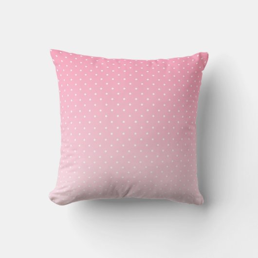 Kleine Witte Stippen-Ombre Roze Worp Kussen (Voorkant)