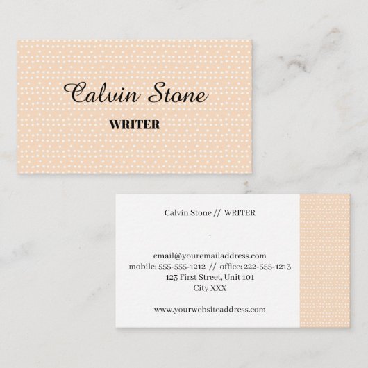 Kleine witte stippen op een zwarte vlek visitekaartje (Voorkant / Achterkant)