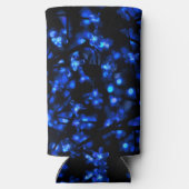 Kleine witte tand op blauw seltzer blikjeskoeler (Achterkant)