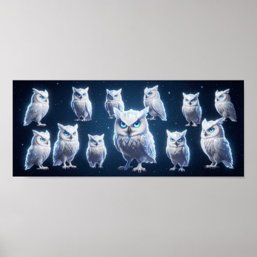 Kleine witte uilen ++ poster (Voorkant)