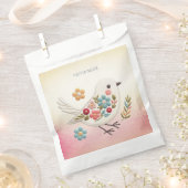 Kleine Witte Vogel Bloemen Favoriet Tassen Bedankzakje (Geknipt)