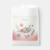 Kleine Witte Vogel Bloemen Favoriet Tassen Bedankzakje (Voorkant)