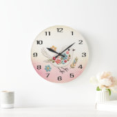 Kleine Witte Vogel Bloemen Muur Klok (Huis)