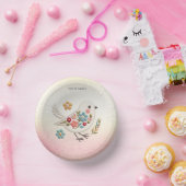 Kleine witte vogel bloemenpapier kom (Feest)