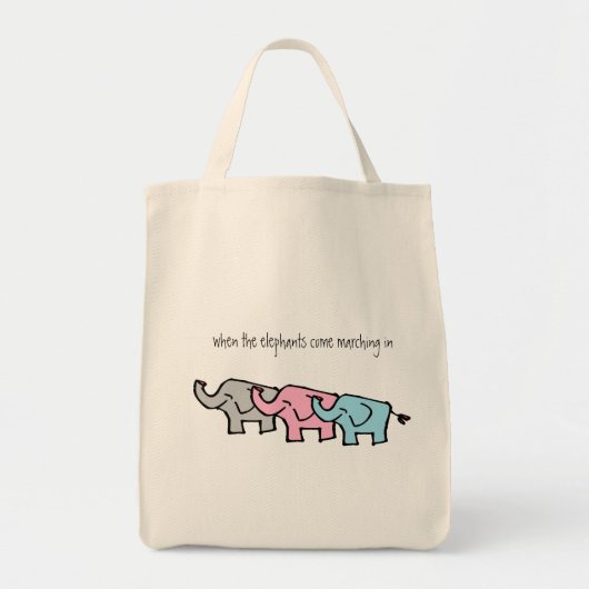kleine wobblikken canvas tas van olifanten (Voorkant)