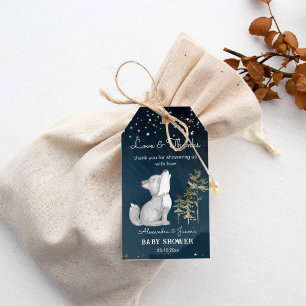 Kleine wolf thema baby shower gunst cadeau cadeaulabel