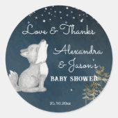 Kleine wolf thema baby shower gunst cadeau ronde sticker (Voorkant)