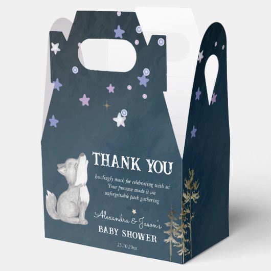 Kleine wolf thema baby shower gunsten bedankdoosjes (Geopend)