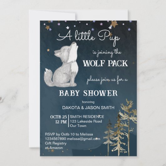 Kleine wolf thema baby shower kaart (Voorkant)