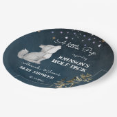 Kleine wolf thema baby shower servies papieren bordje (Gekanteld)