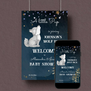 Kleine wolf thema baby shower welkom teken poster