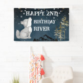 Kleine wolf thema gelukkig verjaardagsfeestje spandoek (Insitu)