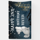 Kleine wolf thema gelukkig verjaardagsfeestje spandoek (Verticaal)