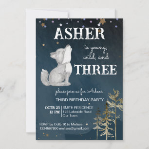 Kleine wolf thema verjaardagsfeest kaart