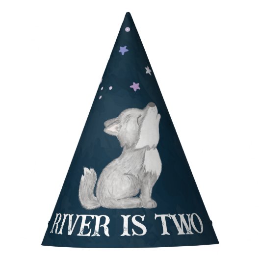 Kleine wolf thema verjaardagsfeestje gedrukt feesthoedjes (Voorkant)