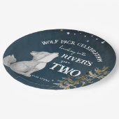 Kleine wolf thema verjaardagsfeestje gedrukt papieren bordje (Gekanteld)