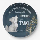 Kleine wolf thema verjaardagsfeestje gedrukt papieren bordje (Voorkant)