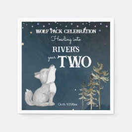 Kleine wolf thema verjaardagsfeestje gedrukt servet