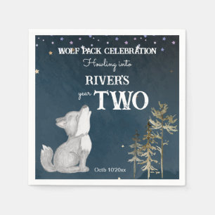 Kleine wolf thema verjaardagsfeestje gedrukt servet